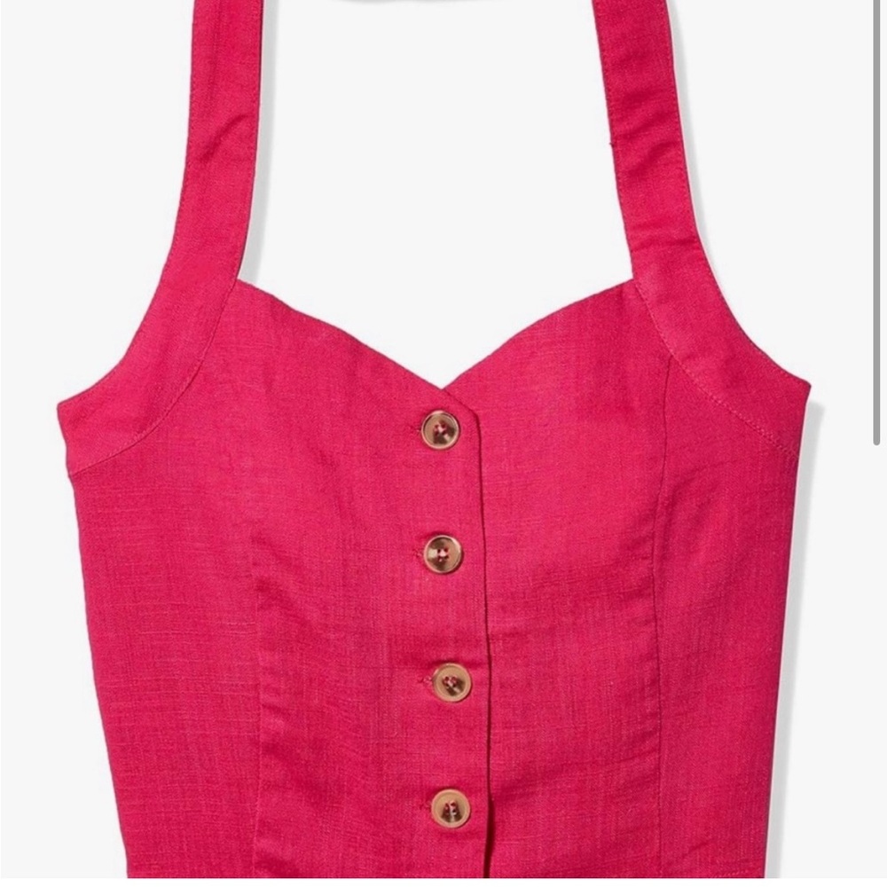 Chic Pink Button-Up Halter Top